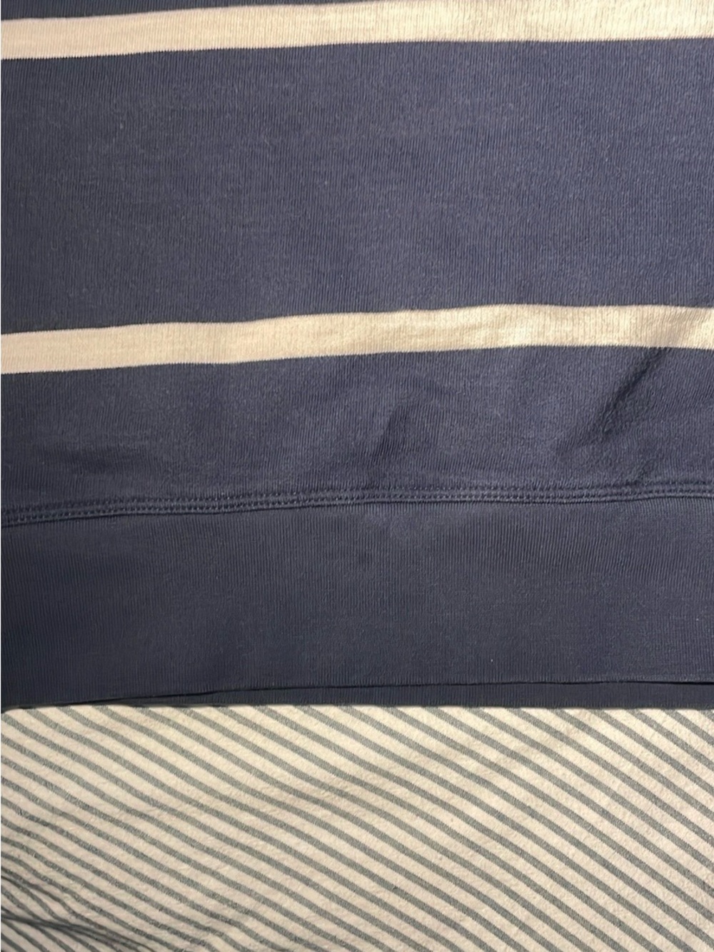 Lululemon Perfectly Oversized Cropped Crew Sweatshirt True Navy White Stripe 8 - Picture 12 of 13